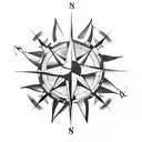 A compass rose with airplane propellers as the cardinal directions tattoo design idea