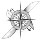 A compass rose with airplane propellers as the cardinal directions tattoo design idea