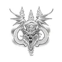 neo traditional black and withe dragon tattoo design idea