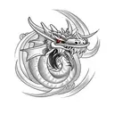 neo traditional black and withe dragon tattoo design idea