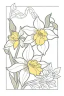 lightning bug and daffodil flowers tattoo design idea