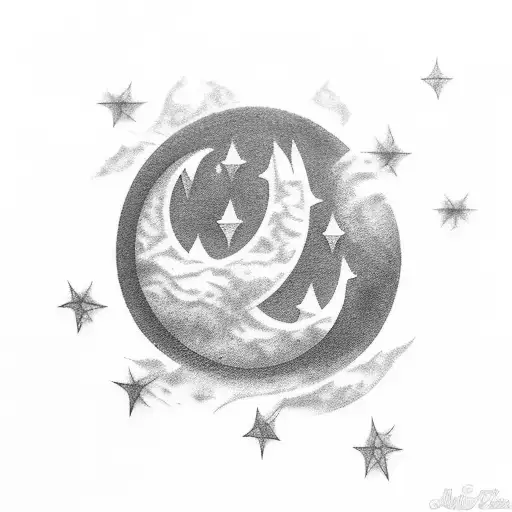  a Moon that have been writen "lil ice" on it tattoo design idea