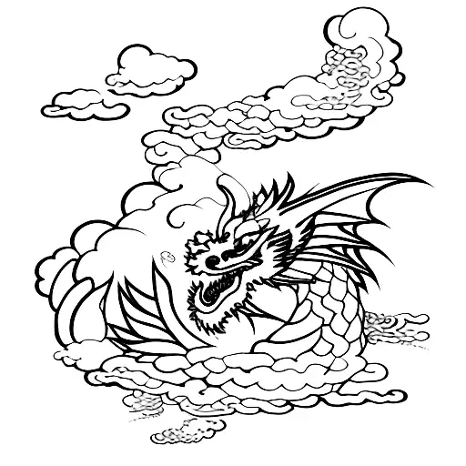 dragon blending into sky tattoo design idea