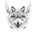 black snarling wolf with a raven tattoo design idea