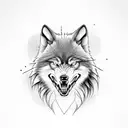 black snarling wolf with a raven tattoo design idea