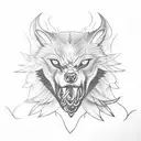 black snarling wolf with a raven tattoo design idea