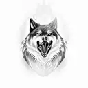 black snarling wolf with a raven tattoo design idea