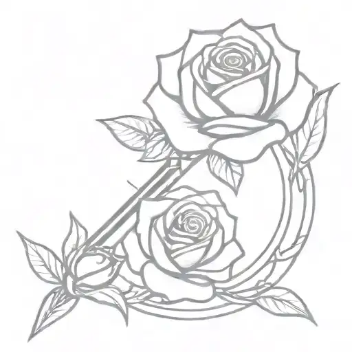 rose sword tattoo design idea