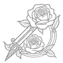 rose sword tattoo design idea