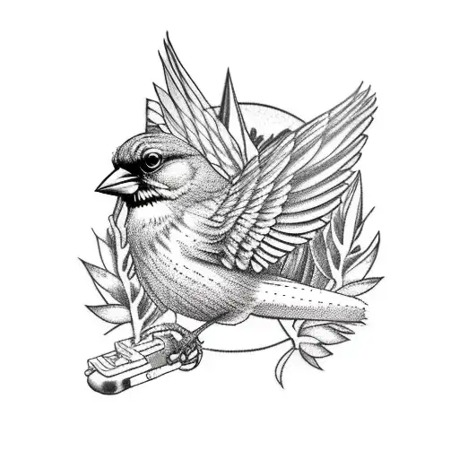 HALF ARM SLEEVE THEMED OF THE CITY OF ATLANTA WITH THE BROWN THRASHER AND AN CARDINAL  tattoo design idea
