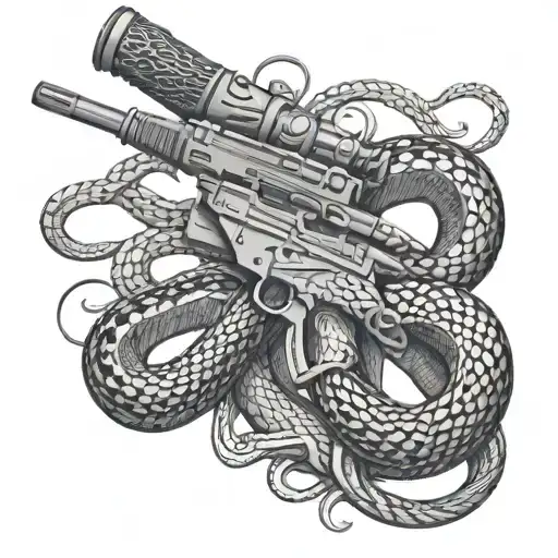 vertical ar 15 rifle snake intertwined don't tread on me tattoo design idea