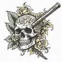 magic wand, skull, flowers  tattoo design idea
