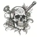 magic wand, skull, flowers  tattoo design idea