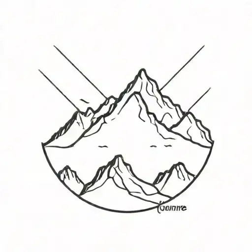 Create tattoo of a mountain peak with the word 'just one more' integrated subtly in the design tattoo design idea