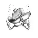 toad wearing a cowboy hat sat on a toadstool  tattoo design idea