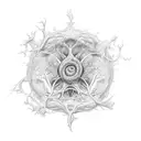 Neuron spiral shape in space tattoo design idea