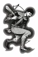 Ukrainian Cossack playing pandora tattoo design idea