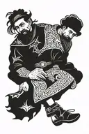 Ukrainian Cossack playing pandora tattoo design idea