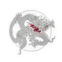 dragon fighting with a tiger and cherry blossoms surrounding them tattoo design idea