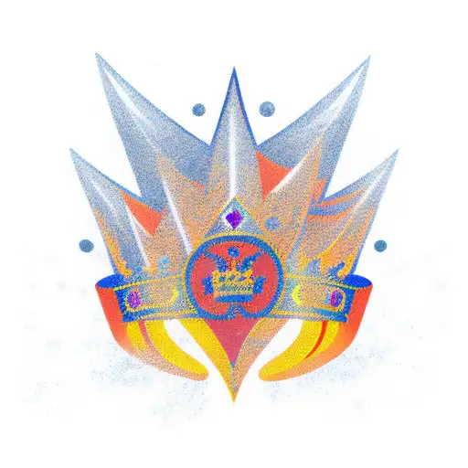 crown on fire tattoo design idea