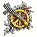 War and Peace sign inside representing tattoo design idea