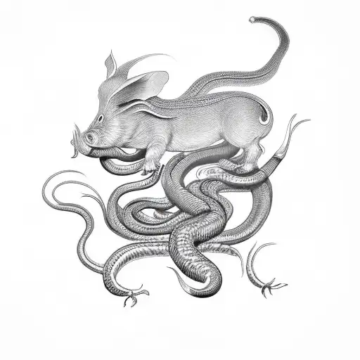 ox snake rat and pig tattoo design idea