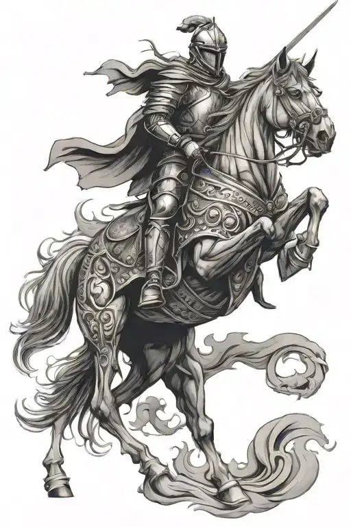 Demonic knight riding a horse tattoo design idea