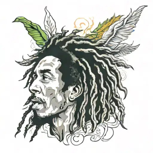 bob Marley, Mohammed Ali, Cyrus the great, 'Foualdi' at the top  tattoo design idea