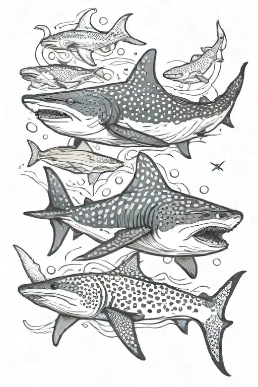 whale shark, manta ray, narwhal, orca, octopus tattoo design idea