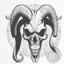 symmetrical demon goat skull facing forwards tattoo design idea