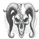 symmetrical demon goat skull facing forwards tattoo design idea