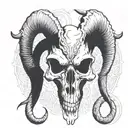 symmetrical demon goat skull facing forwards tattoo design idea