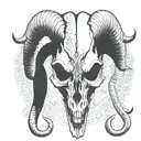 symmetrical demon goat skull facing forwards tattoo design idea