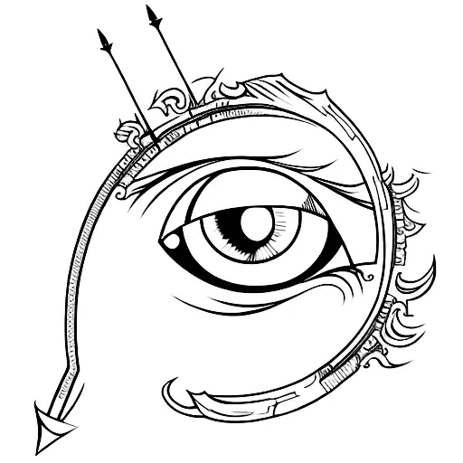 Bow and arrow but encorperating an eye tattoo design idea