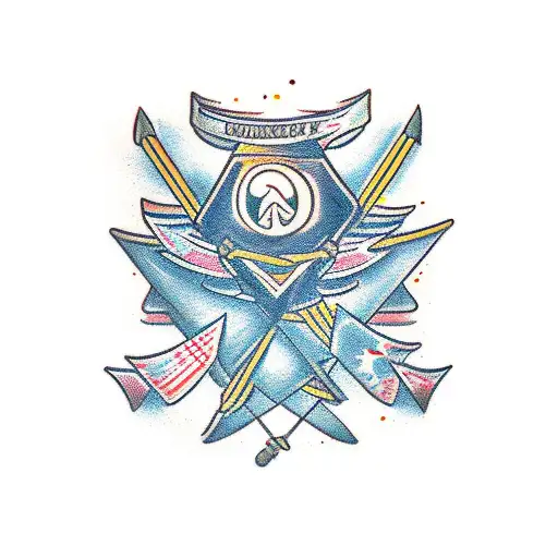 Bow and arrow but encorperating an the writing ᛈᚺᛖᛟᛒᛖ tattoo design idea