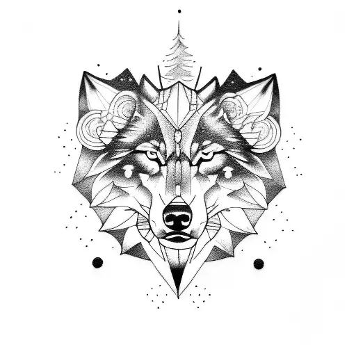 Celestial Wolf tattoo design idea