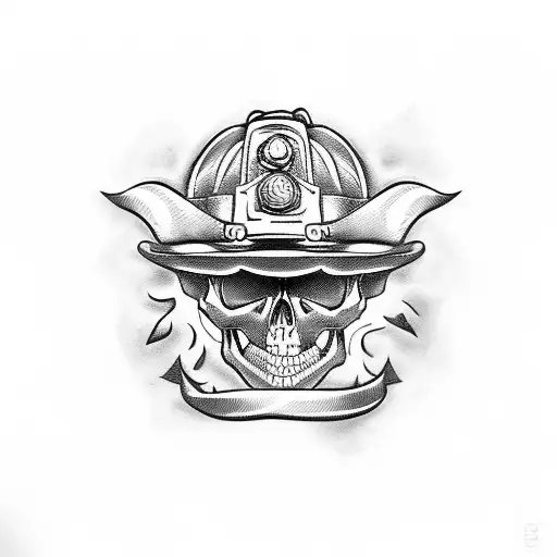 skull firefighter with helmet tattoo design idea
