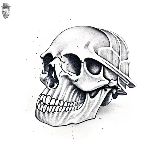 skull firefighter with helmet tattoo design idea