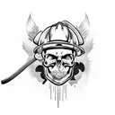 skull firefighter with helmet tattoo design idea
