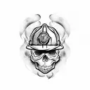 skull firefighter with helmet tattoo design idea