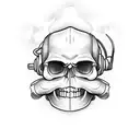 skull firefighter with helmet tattoo design idea