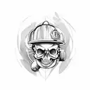 skull firefighter with helmet tattoo design idea