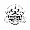 skull firefighter with helmet tattoo design idea