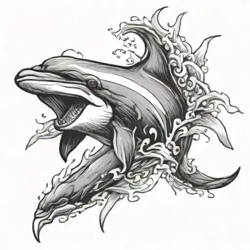 Merge an ox an a dolphin tattoo tattoo design idea