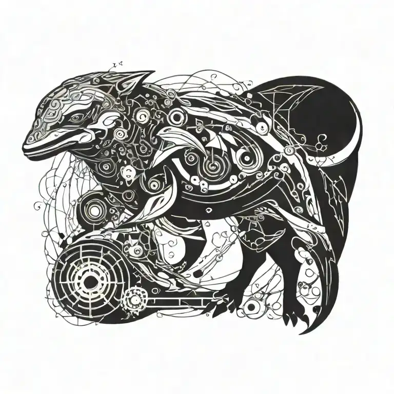 Merge an ox an a dolphin tattoo tattoo design idea