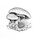 mushroom, Chrysanthemum, Violet, Fox, Strawberry tattoo design idea