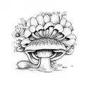 mushroom, Chrysanthemum, Violet, Fox, Strawberry tattoo design idea