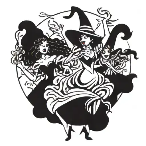 Witches from Hocus Pocus dancing like in A Dança, from Henri Matisse tattoo tattoo design idea