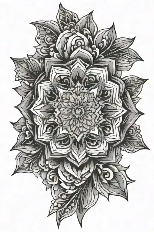floral geometric artistic mandala tattoo design idea