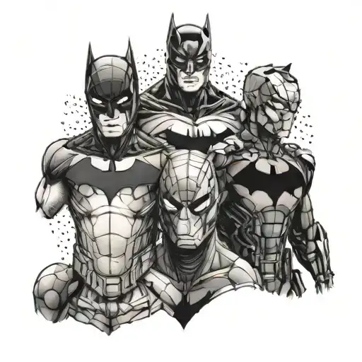 batman Spiderman and iron Man tattoo design idea